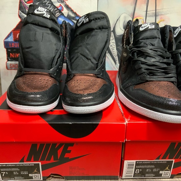 New Nike W Air Jordan 1 HI OG Fearless Metallic Rose Gold Size 7.5 & 8.5 Women - Picture 11 of 13